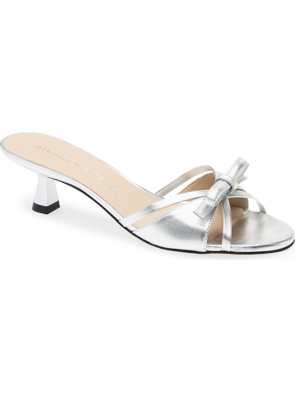 NWT Stuart Weitzman Women’s Felicity Slide Bow Kitten-Heel Mule Sandals
